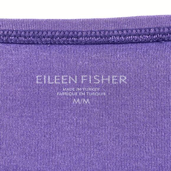 EILEEN FISHER Top M Organic Cotton Interlock Jersey Scoop Neck 3/4 Sleeve Purple - Picture 5 of 11